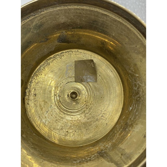 VINTAGE MCM Indian Gold Solid Brass Urn Vase Ginger Jar With Lid - Picture 4 of 6